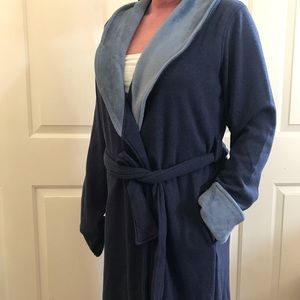 UGG DUFFIELD II Long Robe Navy Heather Blue NWT !
